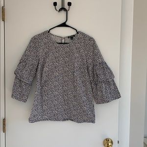J. Crew Printed Tiered Bell-Sleeve Top
